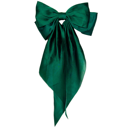Emerald Green Satin Bow Large Hair Clip