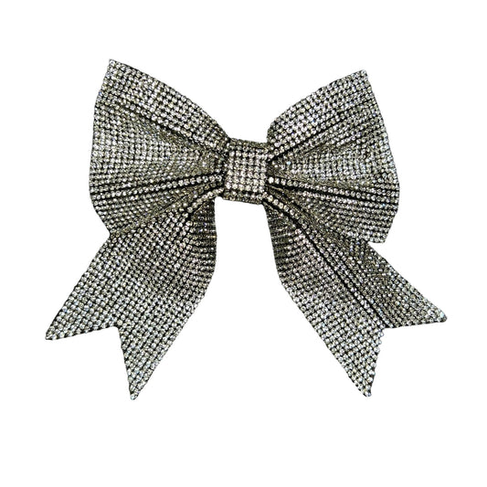 Large Silver Diamonte Crystal Hairbow